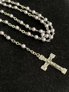 katholischer Rosenkranz mit 6mm Lavendel Swarovski Perlen - Bild 1 von 7