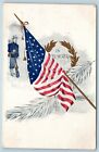 Postcard Memorial Day Civil War Union Soldier US Flag 1908 a/s Green AB8