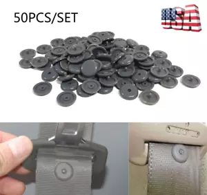 Gray Snap-On Seat Belt Button Buckle Clip Stop Universal Seatbelt Stopper Kit*50 - Picture 1 of 16