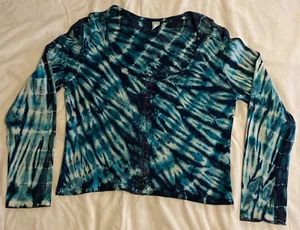 Tie Die Crop Top Dharma Trading Company San Rafael, CA. XL Long Sleeve - Picture 1 of 9