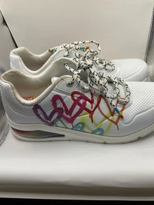 Women’s Skechers Floater Love Low Top Trainer Sneaker UK 7 EU 40 White Rainbow - Picture 1 of 12