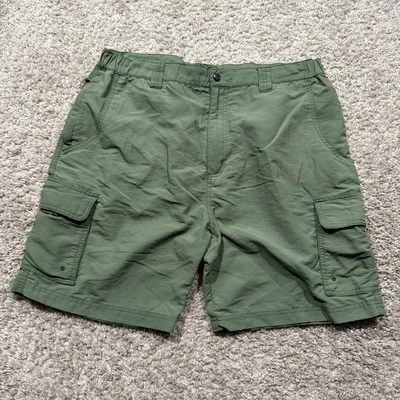 Bermuda cargo forrada masculina Cabela’s tamanho L-Reg verde com zíper bolsos cintura elástica - Imagem 1 de 4