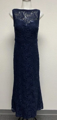 Vestido formal NightWay azul marinho lantejoulas de renda sereia formatura dama de honra EUA 8 - Imagem 1 de 4