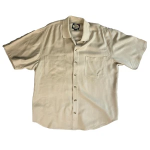 Tommy Bahama Camicia Uomo Grande Beige Seta Manica Corta Vestibilità Relaxed - Foto 1 di 5