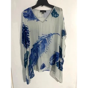 Karen Kane poncho top women’s size S gray blue velvet burnout sheer beach boho - Picture 1 of 4