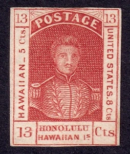US Scott Hawaii 6, 1853 King Kamehameha III, 13c dark red, UNUSED NG - Picture 1 of 2