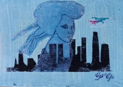 Tarjeta de Arte Original ACEO Miniatura Minimalismo Fauv Crime City Sela GU-GO Roble Foto 1 de 2