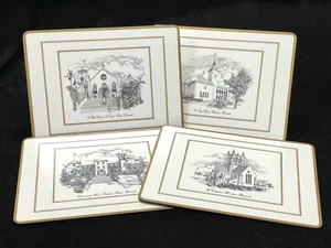 Set mit 4 PIMPERNEL Tischsets mit Korkrücken BERMUDA Landmarks Gold Trim mit Box 9x12" - Bild 1 von 16