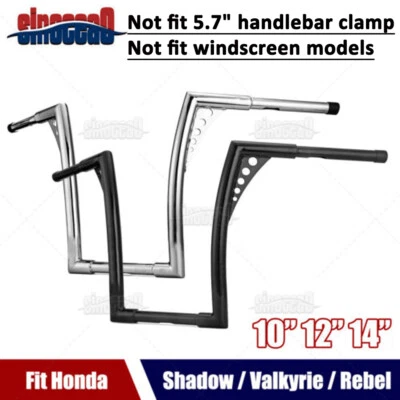 10" 12" 14" Rise Ape Hanger Handlebar For Honda Rebel 250 Shadow Aero 750 Models - Image 1 of 4