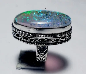 Top Opal Oval Shape Gemstone Handmade Ring Jewelry Ring Size 5 Inches - Picture 1 of 4