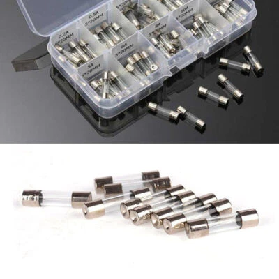 100PCS Fast Blow 0.2A-15A Car SUV Glass Tube Fuses Assorted Sets 250V Accessory - Image 1 of 4