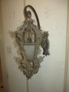 Spanish Revival Wrought Iron Scrollwork Electric Wall Sconce Outdoor 24"Tall - Picture 1 of 1