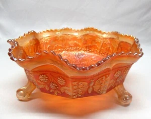 Fenton Carnaval Vidrio CORAZONES Y ÁRBOLES Variante MARIPOSA Y BAYAS 9" Cuenco - Imagen 1 de 14