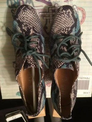 Zapatos Jeffrey Campbell Azul Negro Cuero Serpiente Sonido-LTD Tacones Altos Talla 6 M Foto 1 de 4