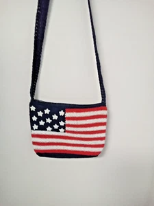 Bolso de Hombro Crochet con Bandera Americana Patriótica Americana Mediano De Colección BONITO - Imagen 1 de 5