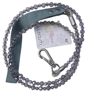 Fabuleash Dog Leash, 48", Steel Cable inside Beads, Jewel Collection, Gray - Picture 1 of 2