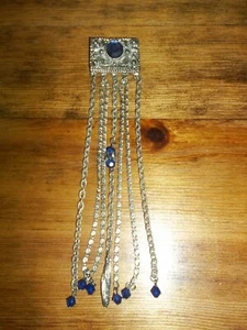 SPILLA LUNGA PENDENTE SPILLA STRASS BLU ROYAL - Foto 1 di 2