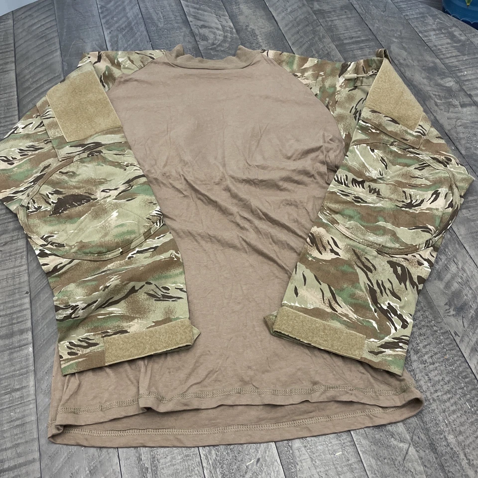 TRU Tru-Spec Combat Shirt Mens Sz LR Tan Green Camo 1/4 Zip Tactical Rip-Stop - Image 1 of 4