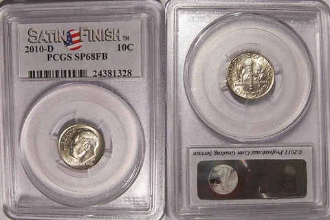 2010 D Roosevelt Dime 10c PCGS SP68FB Full Bands Satin Finish Cover