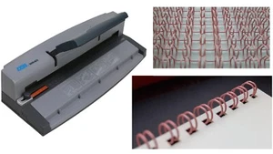 Wire Binder BOOK BINDING MACHINE Machine & Closer WITH 100 PINK Binding Wires - Picture 1 of 8