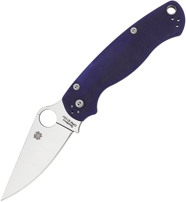 Spyderco C81GPDBL2 Paramilitary 2 Dark Blue G10 Handle Clip Point Plain Knife