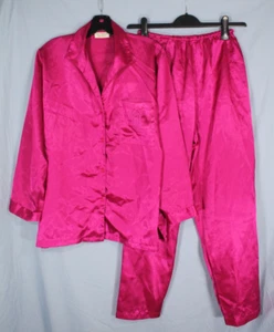 VTG VICTORIA'S SECRET Magenta Satin GOLD LABEL Lounge PAJAMA Top-Shirt/Pants S - Picture 1 of 7