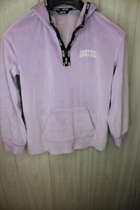 Justice PURPLE 1/4 ZIP Velour Hoodie  size 12 EUC - Picture 1 of 6