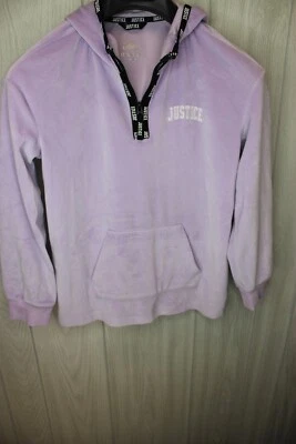 Sudadera con capucha de terciopelo Justice púrpura 1/4 cremallera talla 12 usada en excelente estado Foto 1 de 4