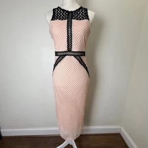 TopShop Geo Lace Midi Dress, Pink/Black, Fitted, NWT Size 6, Sleeveless - Picture 1 of 15