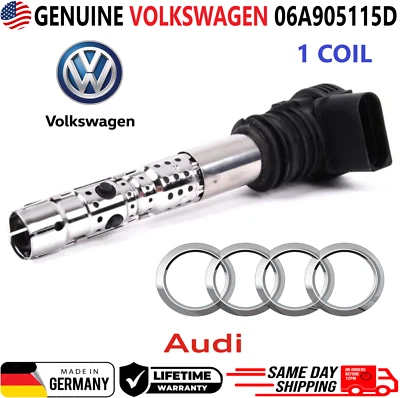 Bobina de encendido original VW x1 para Volkswagen Audi 1999-2007 1,8 L 2,7 L, 06A905115 Foto 1 de 4