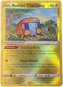 Carta Pokémon Holo Radiante Charjabug 051/159 Corona Zenith Radiante Rara Casi Nueva/Como Nueva - Imagen 1 de 12