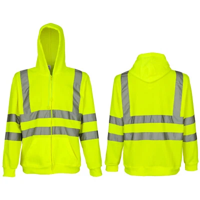 CONSORTE Warnschutz Sweatshirt Pullover Warnschutzpullover Pulli Gelb Kaputze (MERK-Z)