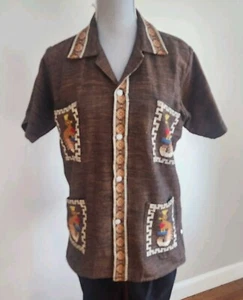 NEU Guatemaltekisches handgewebtes Hemd bestickt Azteken Quetzal Vogel Vintage Volkskunst  - Bild 1 von 24