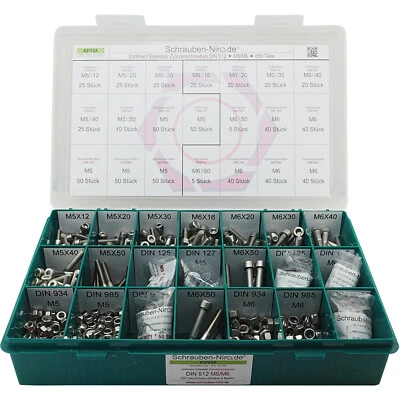SCHRAUBEN-NIRO® Sortiment/Set Edelstahl-Schrauben DIN 933 912 7991 603 ISO 7380 A2 A4 Verzinkt