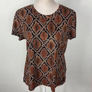 Scotch & Soda Snake Print Tee Size S Orange Rust Black Python Short Sleeve Crew - Picture 1 of 10
