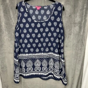 Sunny Leigh Top Petite Large Sleeveless Blouse Vintage Y2K Blue - Picture 1 of 5