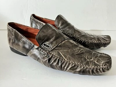 🔥 Robert Wayne Shoes Men's 9 Brown Leather Loafers Western Distressed 🔥 - Image 1 of 4