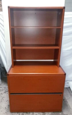 HON Cognac Brown 2-Drawer Lateral Filing Cabinet with Bookcase RETAIL $1,908 - Image 1 of 4
