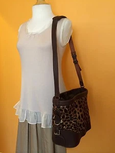 Vintage Felisi Ann Taylor Leopard Leder Handtasche Schultertasche Geldbeutel - Bild 1 von 12
