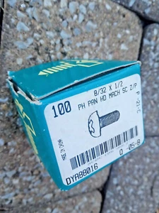 8-32 x 1/2" Phillips Pan Head Machine Screws Zinc Box of 100 100X - Picture 1 of 5