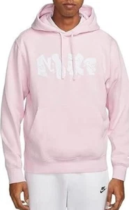 Nike Men's Pink/White Club Fleece Graphic Pullover Hoodie (DQ4653-663) S/M/L/XL - Picture 1 of 5
