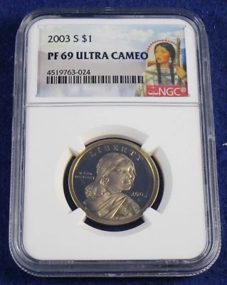2003 S Sacagawea $1 NGC PF69 Ultra Cameo Portrait Label - Image 1 of 4