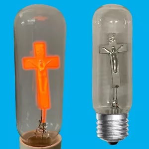 10x 3W Neon Cross Jesus on Crucifix Christian Light Bulb ES E27 Decorative Lamp - Picture 1 of 4