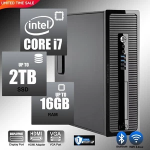 Computer desktop HP PC i7, fino a 16 GB RAM, 2 TB SSD, Windows 11/10, WiFi, DVD-RW - Foto 1 di 5