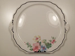 Vintage 1930/40's Harker Pottery Cake Plate Mallow And Pansy Pattern - Picture 1 of 4