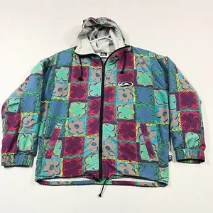 Vintage Quiksilver '90s Full Zip Hooded Jacket Jumper Mens M Surfwear Colourful - Picture 1 of 15