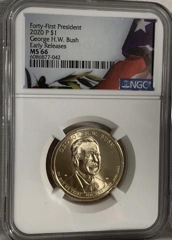 2020 P GEORGE H.W. BUSH 41st President $1 Coin NGC MS 66 Early Releases Cover