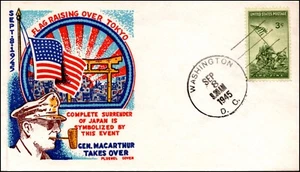 8 de septiembre de 1945 Bandera levantándose sobre la cubierta de la estación de Tokio - MacArthur - Scott 929 - Imagen 1 de 2