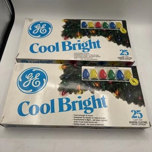 Vintage GE Cool Bright 25 Glühbirnen Farbe Licht Set Weihnachten IN BOX 2 Boxen - Bild 1 von 5