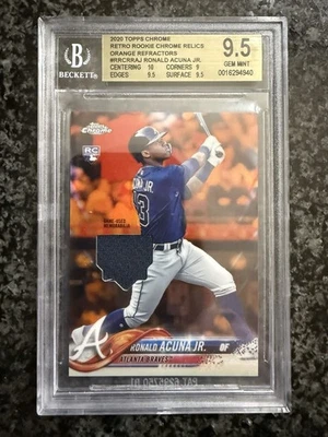 2020 Ronald Acuna Jr. Topps Chrome Retro Orange Ref #/25 Rookie Relics BGS 9.5 - Image 1 of 2